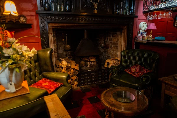 Main bar fireplace